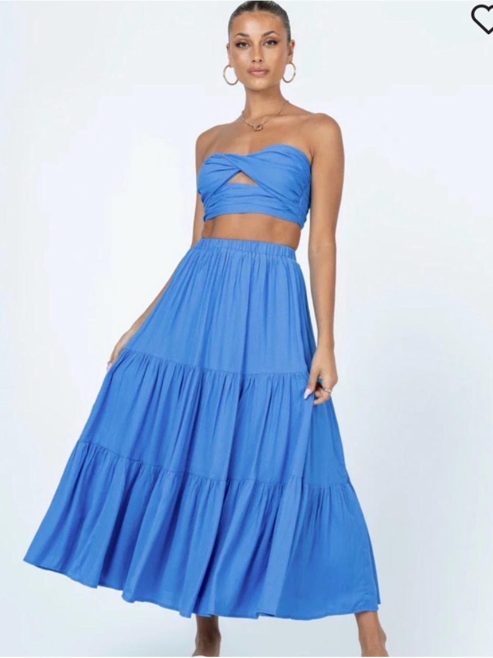 Princess Polly- Blue Tiered Maxi Skirt Set